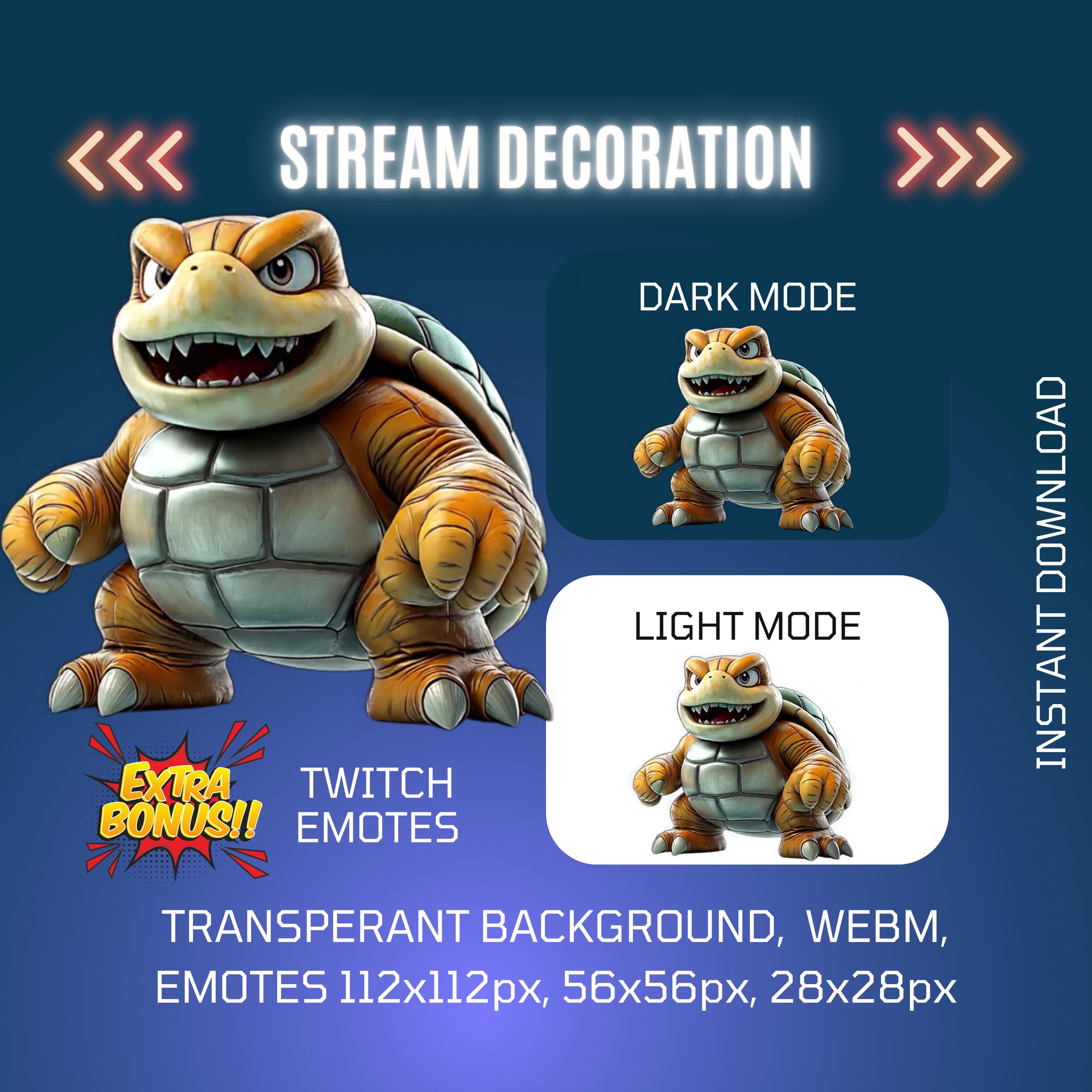 Animated Evil Turtle Twitch Gaming Stream Decor, Funny Overlay & Emote ...