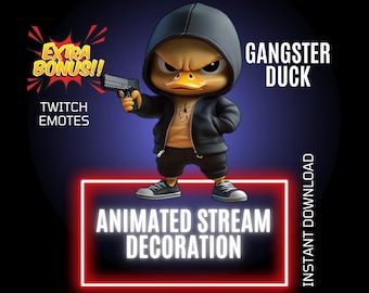 Gangster Duck Animated Twitch Stream Overlay & Emote (Digital Download)