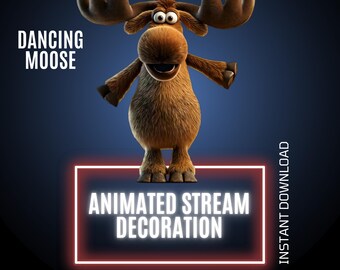 Animated Dancing Moose Twitch Stream Decor, Funny WEBM HD Overlay, Stream Graphics (Digital Download)