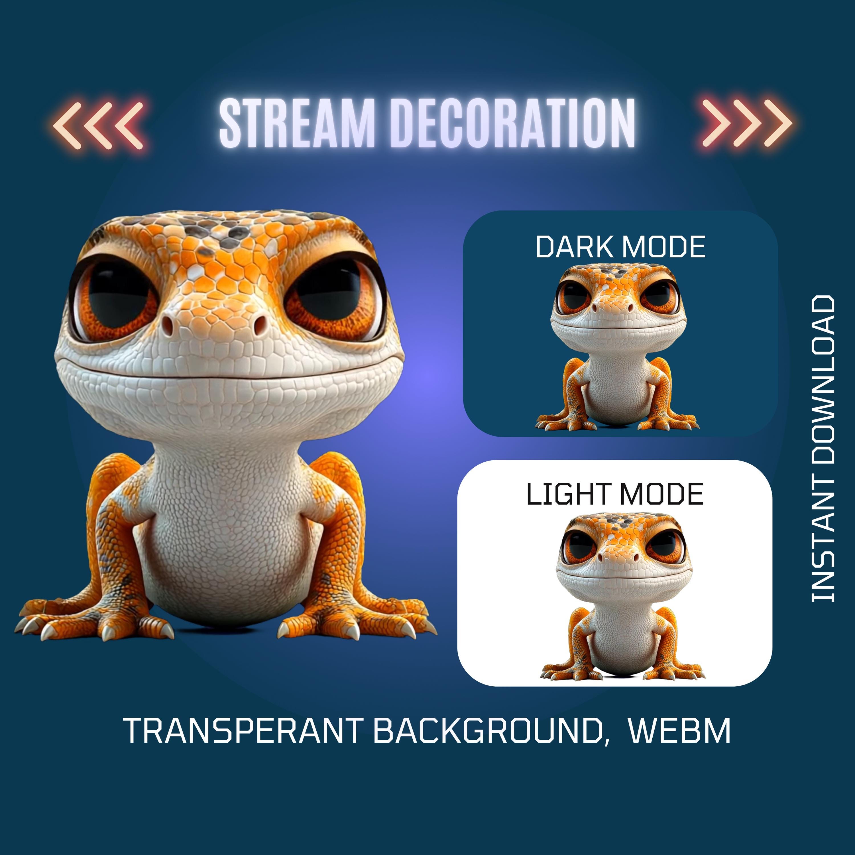 Animated Lizard Twitch Stream Overlay, WEBM, Gecko Stream Graphics ...