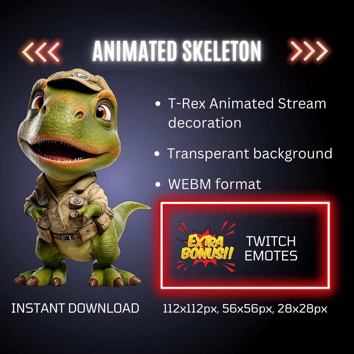 T Rex Twitch Adventure Stream Animated Decor, Dino Overlay & Emote ...
