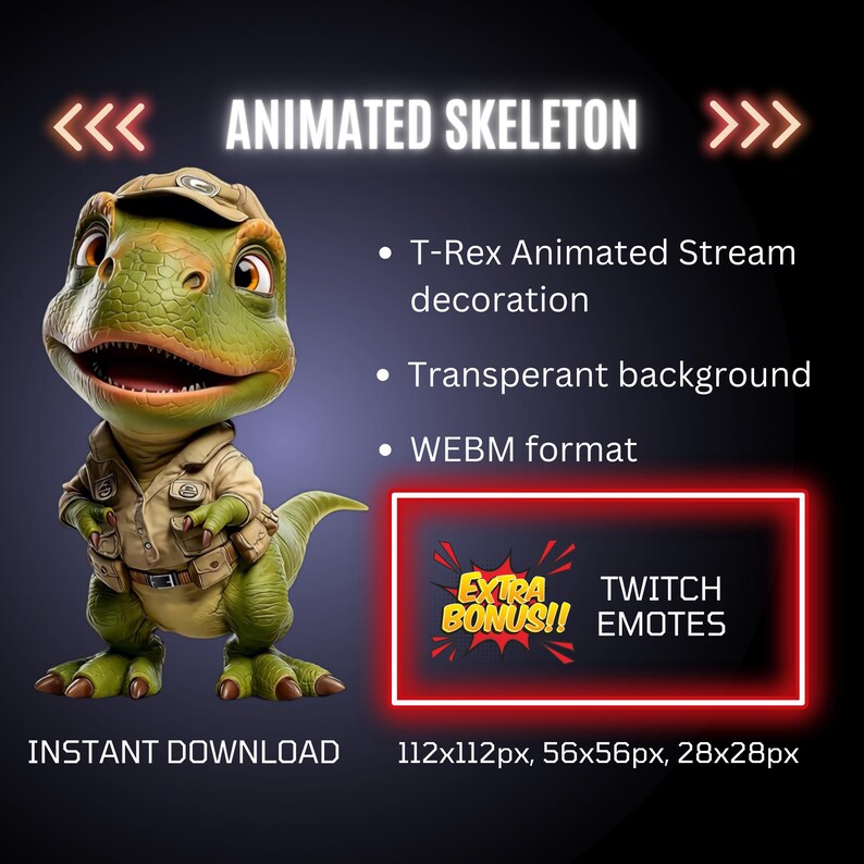 T Rex Twitch Adventure Stream Animated Decor, Dino Overlay & Emote ...