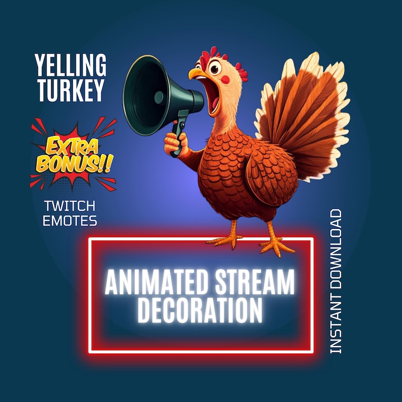 Animated Thanksgiving Yelling Turkey, Twitch Festive Stream Decor ...