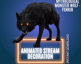 Norse Mythological Monster Wolf Twitch Stream Decor, Fenrir Animated Overlay, Stream Graphics (Digital Download)