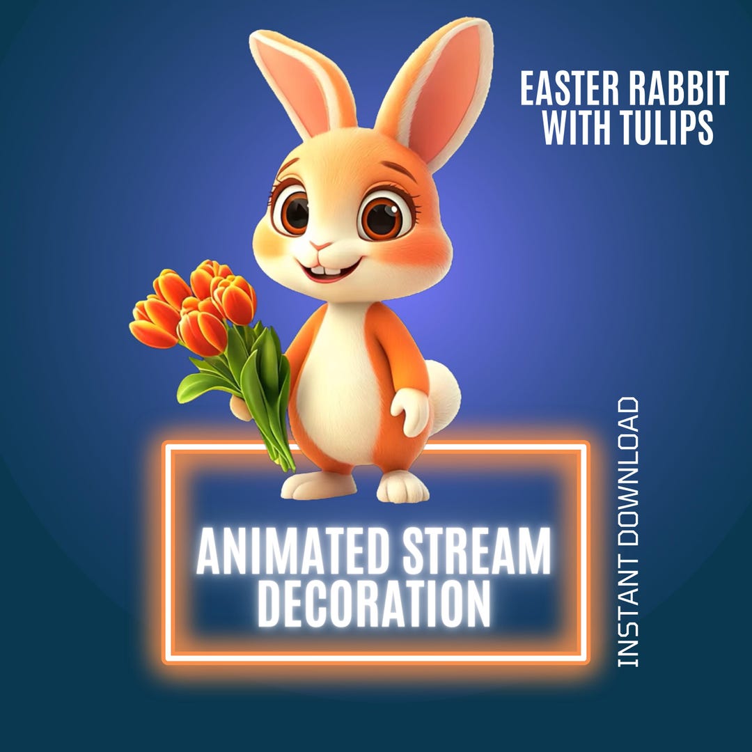 Animated Easter Floral Rabbit, Twitch Spring Stream Decor, WEBM Overlay ...