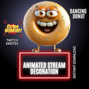 Dancing Donut Animated Twitch Overlay: Funny Stream Decoration (WEBM & GIF Digital Download