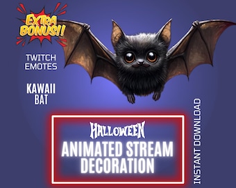 Animated Halloween Flying Bat Twitch Stream Decor, Spooky Overlay & Emote, Stream Graphics (Digital Download)