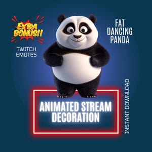 Fat Dancing Panda Twitch Stream Animated Decor, Funny Overlay & Emote, Personalised Alert (Digital Download)