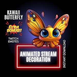Kawaii Flying Butterfly Animated Stream Decoration (Digital Download)