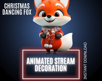Animated Dancing Christmas Fox, Twitch Xmas Stream Decor, WEBM HD Overlay, Holiday Stream Graphics