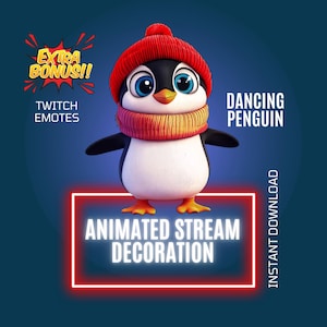 Christmas Happy Dancing Penguin Stream Decoration, Christmas Animated Overlay, Funny Animated Twitch Emote, Dancing Penguin Stream Companion