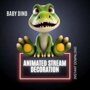 Baby Dino Twitch Stream Animated Overlay, WEBM, Stream Graphics (Digital Nedladdning)