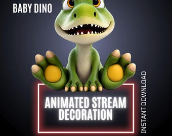 Baby Dino Twitch Stream Animated Overlay, WEBM ,Stream Graphics (Digital Download)