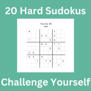20 Hard Sudoku Puzzles - Challenge Yourself