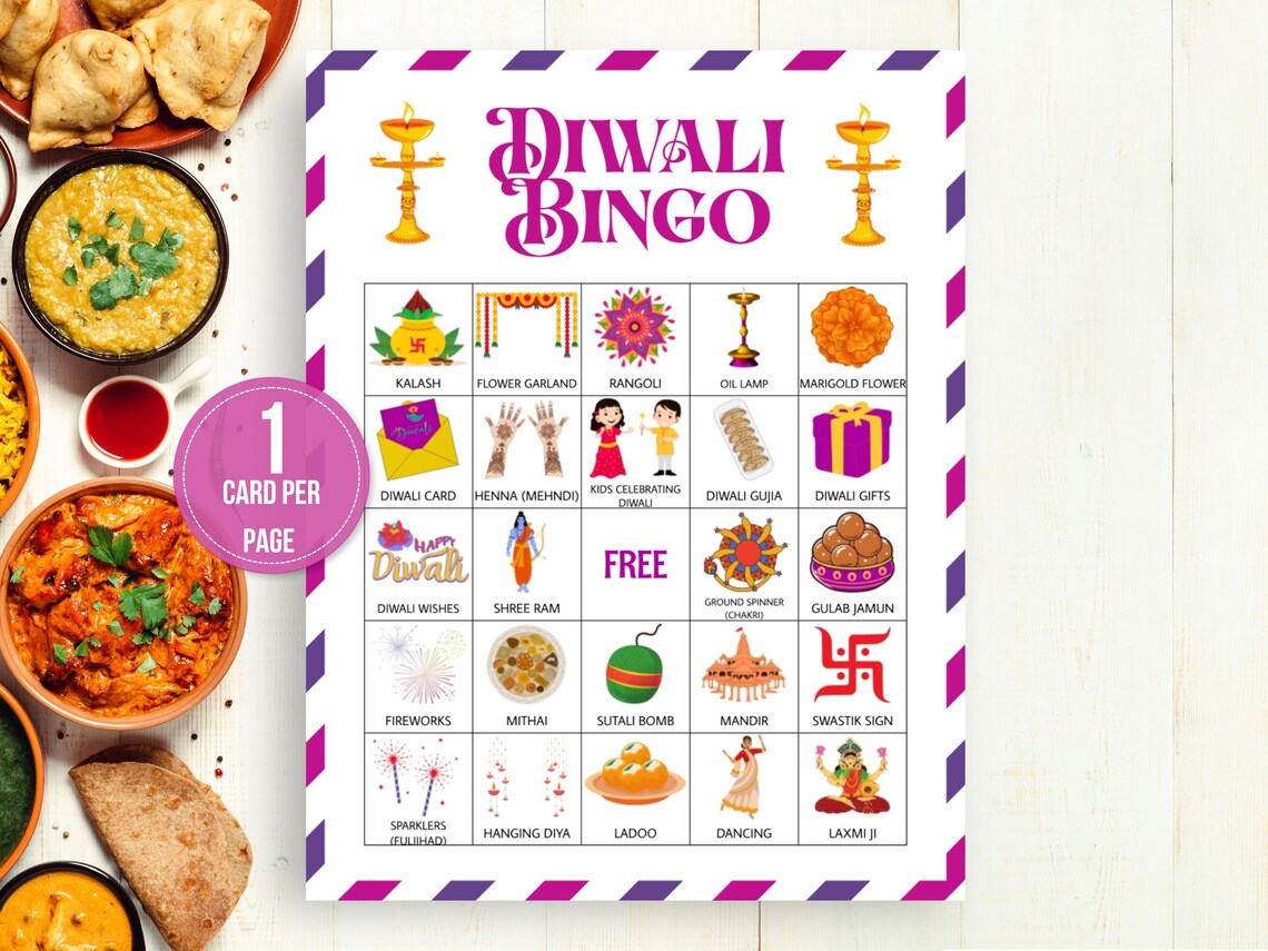 Diwali Bingo, 30 Diwali Bingo Cards, Diwali Games, Party for Kids ...