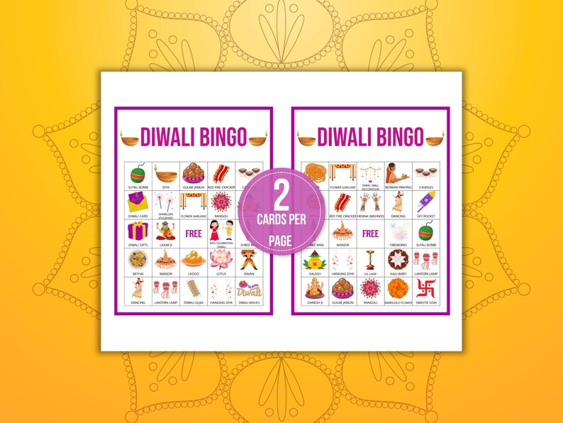 Diwali Bingo, 50 Diwali Bingo Cards, Diwali Games, Party for Kids ...