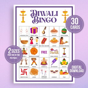 Diwali Bingo, 30 Diwali Bingo Cards, Diwali Games, Party for Kids ...
