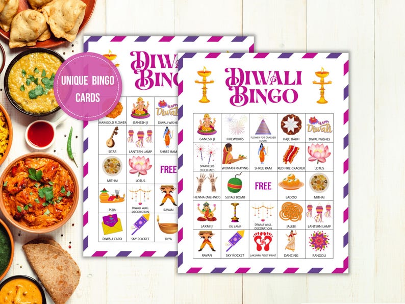 Diwali Bingo, 30 Diwali Bingo Cards, Diwali Games, Party for Kids ...