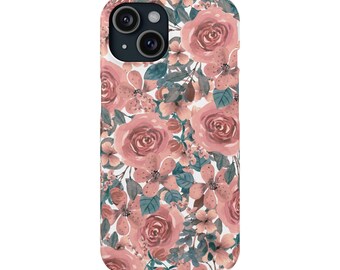 Floral Phone Case; Pink Flower Gift; Spring Bouquet Cell Phone Accessory for Her