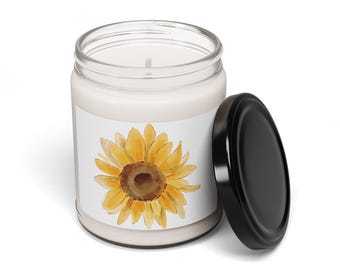 Yellow Sunflower 9oz Scented Candle; Spring Home Accessory; Housewarming Gift; For Her; For the Home
