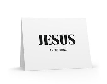 Jesus over Everything Greeting cards; Simple Religious Spiritual, Biblical, Christian, Faith Based, Baptism, Encouragement, Special Note Set