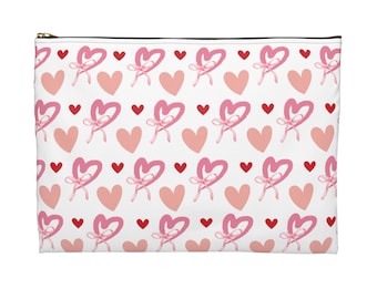 Hearts and Bow Pouch; Valentines; Birthday; Anniversary; Engagement; Gift for Her; Love Theme