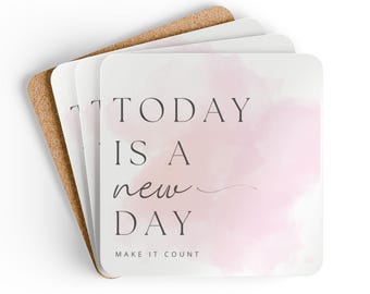 New Day Make It Count Coaster Set; Gift Set; Motivation; For the Home; Office Accessory