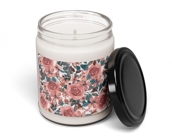 Full Floral Sticker 9oz Scented Candle; For the Home; Spring Housewarming; Gift for Her; Office Kitchen Bath Accessory