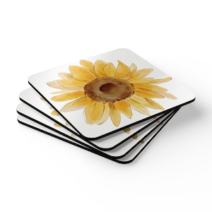 Sunflower Coaster Set of 4 – Gift for Her, Mother’s Day Gift, Rustic Floral Drink Coasters