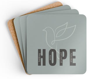 Sage HOPE Dove Coaster; Religious Gift; Baptism Gift; Spiritual Theme Coaster; Drink Beverage Coaster Set; Religious Table Accessory
