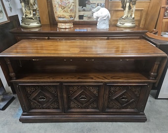 Vintage Spaanse revival / mediterrane stijl gesneden houten serverbuffet consolekast