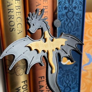 Tairn and Andarna 3D Double Dragon Book Nook | Fourth Wing Book Insert Dragons | 3d Printed Black and Gold Dragons | Onyx Storm, Iron Flame