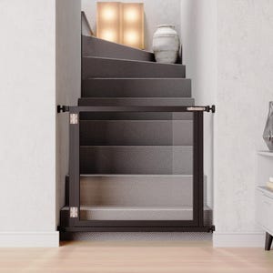 Puerta de escalera acrílica sin taladro, tamaño personalizado para mascotas y niños Lugn+
