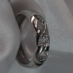 Chunky Cuban Link Ring 925 Sterling Silver Rhodium Plated Adjustable Bold Chain Design Band Unisex Statement Jewelry Gift Urban Style Ring