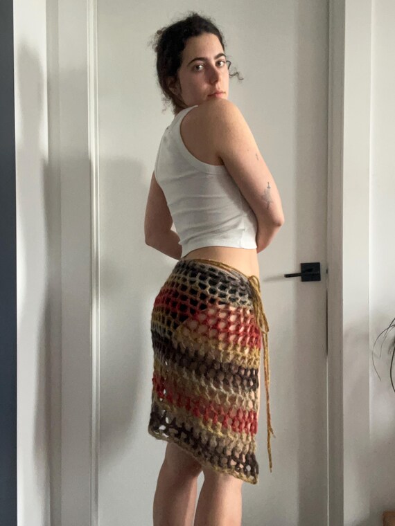 Vintage✨Crochet Remake Wrap Skirt Afghan Crochet Vintage Skirt, Granny Square Colorful Crochet