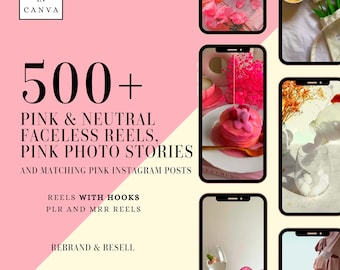 500+ Pink Instagram Reels, Faceless Marketing (MRR PLR Digital Download)