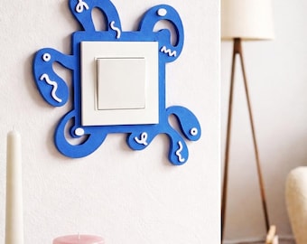 Abstract Outlet Cover, Retro Light Switch Plate, Colorful Wall Decor, Funky Modern Home Accent