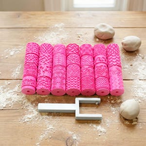Embossed Rolling Pin 28 Piece Sets  – Pattern Texture Rollers for Fondant and Clay