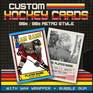 Personalisierte Retro Hockey Karten - 80er/90er Jahre Stil inklusive Wax Wrapper & Bubble Gum | Sport Geschenk, Souvenir