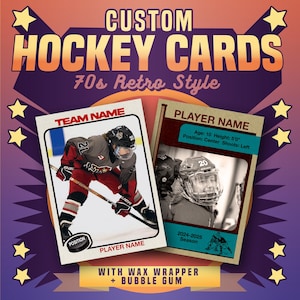 de hockey rétro personnalisées - Style années 70 avec papier d'emballage en cire et chewing-gum | Cadeau sport, souvenir