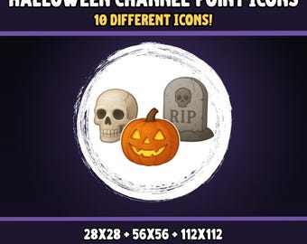 Halloween Stream Icons: Ghost, Pumpkin, Skull, Witch (PNG Pack)
