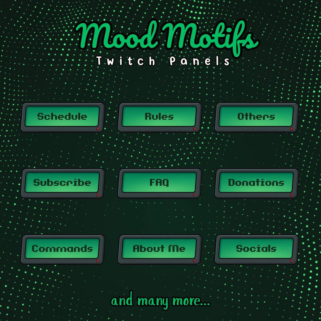 Retro LCD Twitch Panels: Green Stream Overlay Pack - Etsy
