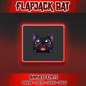 Flapjack Bat Animated Emote | Cute Bat Emote for Twitch & Discord | Halloween Stream Emote | Dark Mode Stream Asset