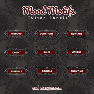 Goth Twitch Panels | Gothic Stream Panels for Twitch Kick YouTube | Black and Red Chain Panel Set | Dark Stream Graphics