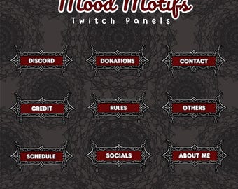 Gothic Twitch Stream Panels: Red & Black Chain Design (PNG Files) (Digital Download