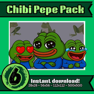 Chibi Pepe Emotes for Twitch, Discord, Kick & YouTube | Funny Meme Emote Pack | Stream Chat Graphics | Instant Download