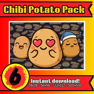 Chibi Potato Emotes Pack, Food PNG (Instant Download
