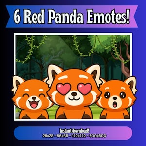 Red Panda Emotes | Cute Animal Twitch Emotes | Chibi Red Panda Discord Stickers | Kawaii Streaming Emotes for Kick YouTube