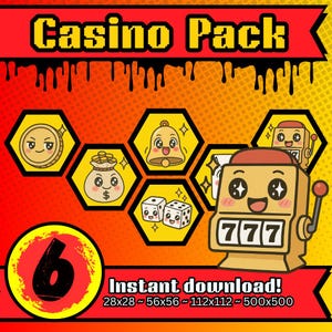 Gestos de casino Chibi para Twitch, Kick, YouTube y Discord / Paquete de gestos de tragamonedas / Gráficos de transmisión de casino / Descarga PNG con temática de juegos de azar