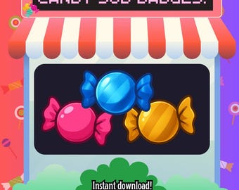 Candy Twitch Sub Badges: Chibi Stream Badges (Digital Download)